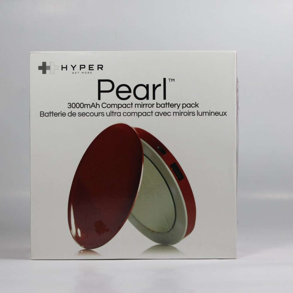 NEW Hyper Pearl Compact Mirror USB Battery, Red